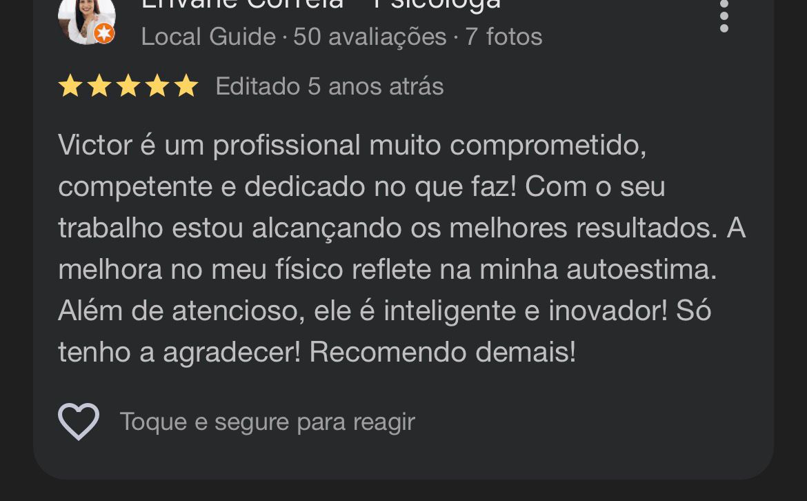 Depoimento Erivane Correia — Google Reviews 5 estrelas